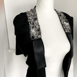 STUNNING Valentino cape embellished wool short ribbon size medium